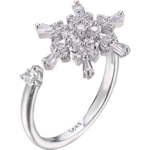 Bettyue Brand Fashion Elegance White Gold AAA Zircon Adjustable Snowflake Jewelry Rings For Women Noble Dinstinctive Wedding Par