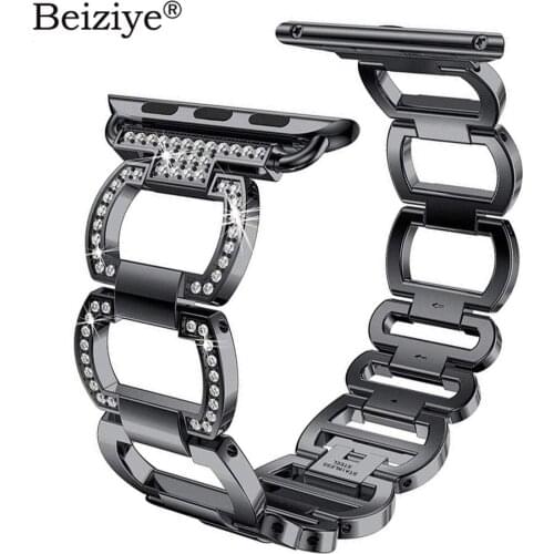 Diamond Stainless Steel Strap For Apple Watch Bands 42mm 38mm 40mm 44mm Series 6 5 4 Women Jewelry Bracelet Band For iWatch 3 2