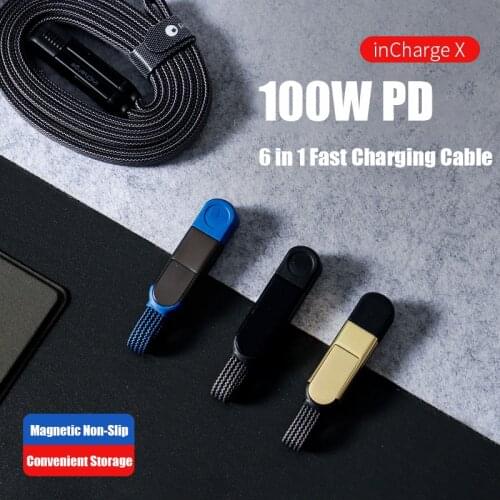 Keyring incharge X Cable Adapter 6 in1 PD 100W Data Transfer Charge for USB to USB Type C Lightning Micro USB Magnetic Converter