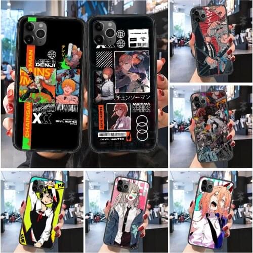 Chainsaw Man Makima Power Phone Case Cover Hull For iphone 5 5s se 2 6 6s 7 8 12 mini plus X XS XR 11 PRO MAX Frosted black