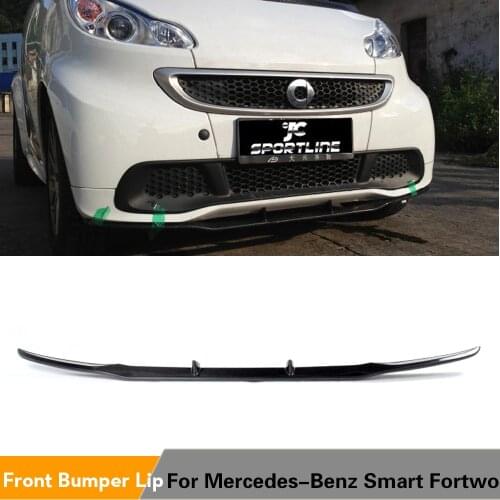Carbon Fiber Black Front Bumper Lip Chin Spoiler Cover for Mercedes-Benz Smart Fortwo Coupe Convertible 2-Door 2012 - 2013