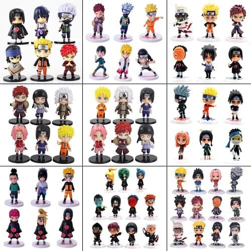 6pcs/Set 6-12cm Naruto Shippuden Anime Kakashi Sasuke Itachi Sakura Gaara Jiraiya Hinata Action Figure Model Toys Brinquedos