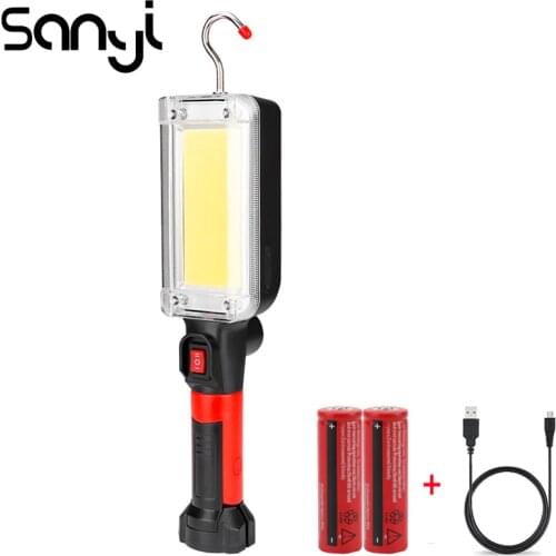 SANYI 3800 Lumen Portabqle Lantern Flashlight Power By 2*18650 Battery LED COB Camping Light Magnetic Work Flashlights