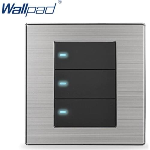 Hot Sale 3 Gang 2 Way Wallpad Luxury LED Switch For Light Push Button Switches Interrupteur 10A AC 110~250V