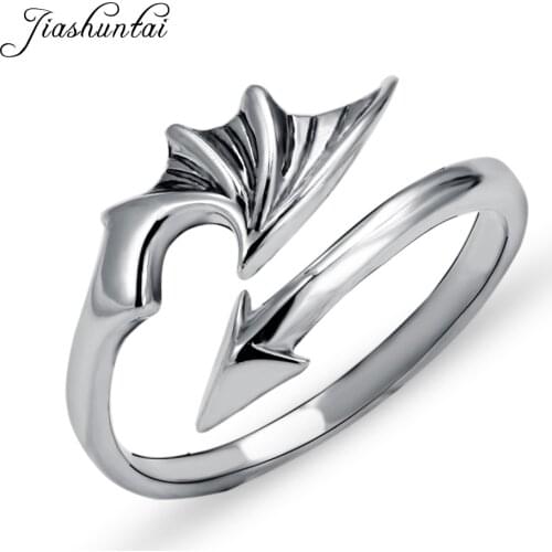 JIASHUNTAI 100% 925 Sterling Silver Rings For Women Wing Arrow Design Vintage Thai Silver Jewelry Open Ring For Lover Best Gifts