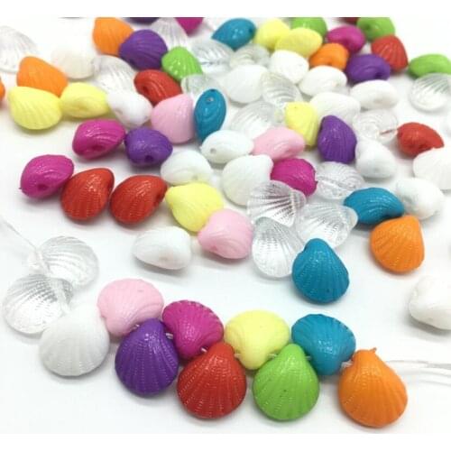 Colorful/white clear/white DIY Handmade Acrylic Shell Shape Loose beads accessory 11x13mm 100pcs/pack y1461