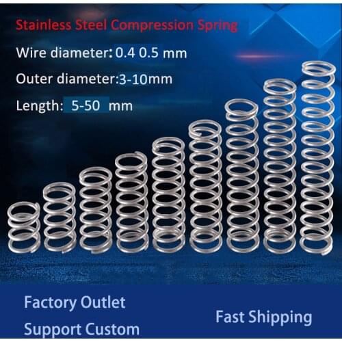 20pcs 0.4 0.5mm Stainless Steel Micro Small Y-type Rotor Return Compression Spring Wire Dia OD 3mm/4mm/5mm/6mm length10 to 50mm
