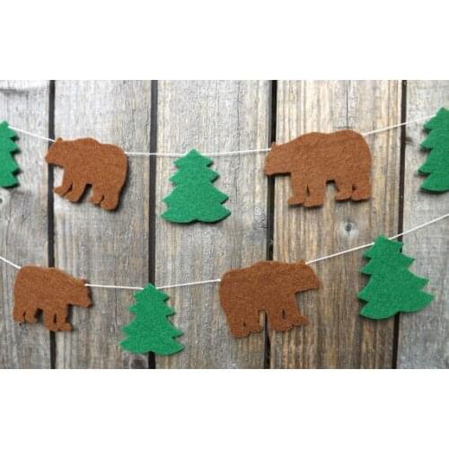 Lovely felt Brown Bear Garlands buntings banners Cabin wedding birthday bridal baby shower, Holiday banners
