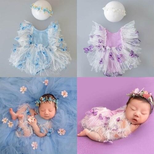 Baby girls studio shooting outfits infant newborn/1 year lace sweet princess twins clothing photography props