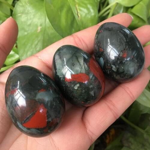 Natural crystal blood stone egg reiki gem healing decorative gift