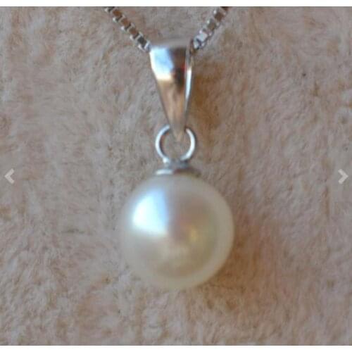 Unique Pearls jewellery Store 6mm White Round Genuine Freshwater Pearl Sterling Silver Necklace Wedding Birthday Women Gift Jewe