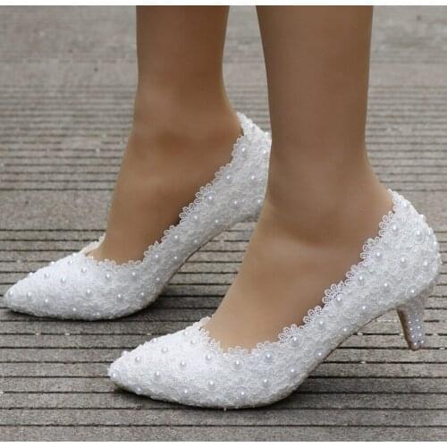 Comemore White Lace Wedding Shoes 5CM Stilettos Shoes Pumps Princess Party Birthday High Heels Sandals Women Summer New 2021 43