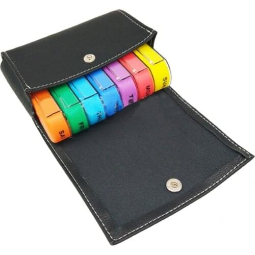 Save Space 7Pcs/ Set Compact 7 Compartments Travel Medication Reminder Pill Box Carrying Case Pill Holder Weekly for Plane