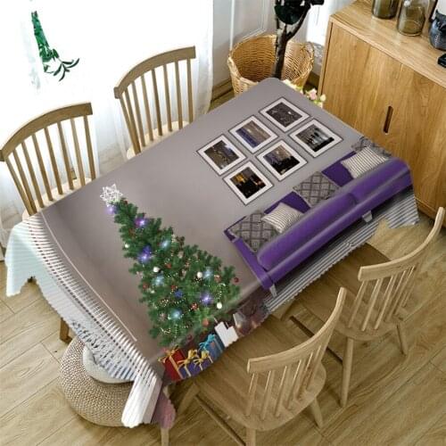 Cotton Christmas Tablecloth 3D Christmas Tree and Sexy Girl Pattern Rectangular/Round Table Cloth for Wedding Picnic Party