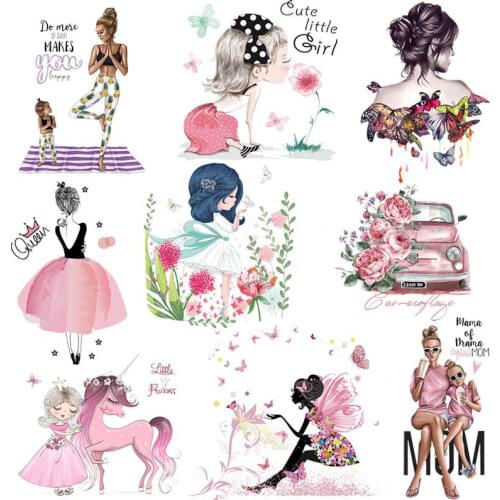 Parent-Child Heat Transfer Iron On Transfer For Clothing Mom Babies Patch Thermo Stickers For Clothes Vinyl Accessories applique