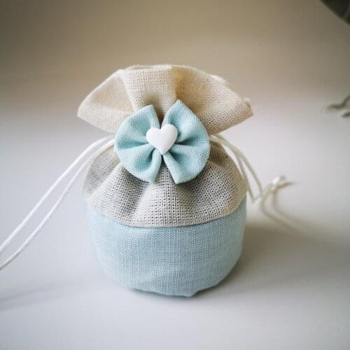 5/20pcs Baby Shower Cute Heart Cloth Gift Bag High Quality Thickened Drawstring Candy Dragee Bonbonniere Packaging Wrapping Bag