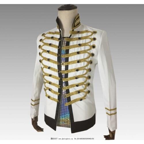 Michael Jackson black white jacket clothng new male singer stage bar dance costumes coat outwear jaqueta masculina
