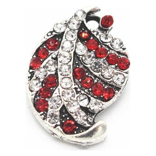 Hot Sale 6pcs/lot Vintage Red Full Rhinestone Leaf Snap Buttons Charms Fit 18mm/20mm Ginger DIY Snap Bracelet Jewelry