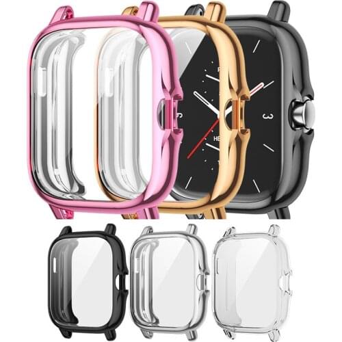 TPU Soft Full Screen Glass Protector Case Shell Edge Frame For Amazfit GTS 2/2e GTS2/e Smartwatch GTS2e Protective Bumper Cover