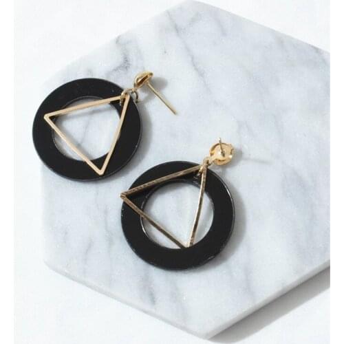 Punk Fashion Triangle Round Earring Geometric Stud Earring Women Party Jewelry Pendientes Brincos Wholesale