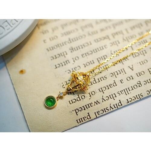 SX Solid 18K Gold Balloon Nature 0.25ct Green Emerald Gemstones Pendants Necklaces for Women Fine Jewelry for Women Gifts