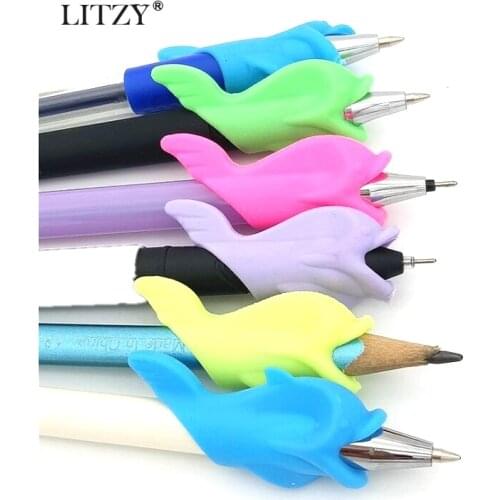 10Pcs/Set Children Students Pencil Holding Practise Dolphin Fish Writing Posture Correction Device Silicone Hold A Pen Corrector