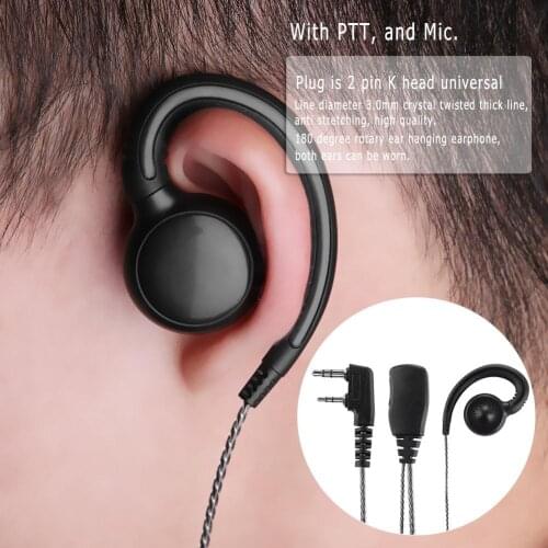 180 Swivel Earpiece Earhook with Mic and PTT for Kenwood 2 Way Radio Walkie