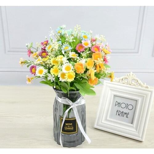 31 cm rose pink silk peony artificial flower bouquet 10 mini chrysanthemum cheap fake flowers, suitable for family wedding deco