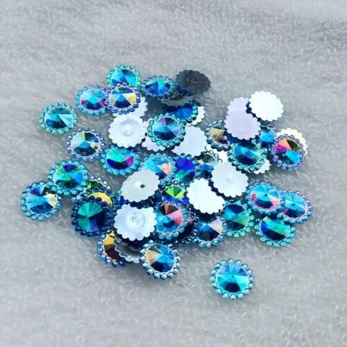 AB Color 12mm Round Flat Back stones and crystal Resin Rhinestone trim Gems For Costume Button Crafts 80pcs/lot -B115