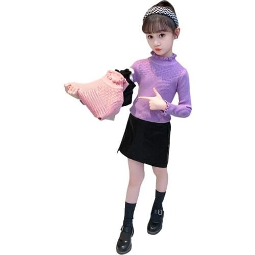 Basic Sweater Age For 3 - 14 Yrs Teenage Girls Long Sleeve Knit Tops 2021 New Arrival Fall Winter Children Warm Clothes Pullover