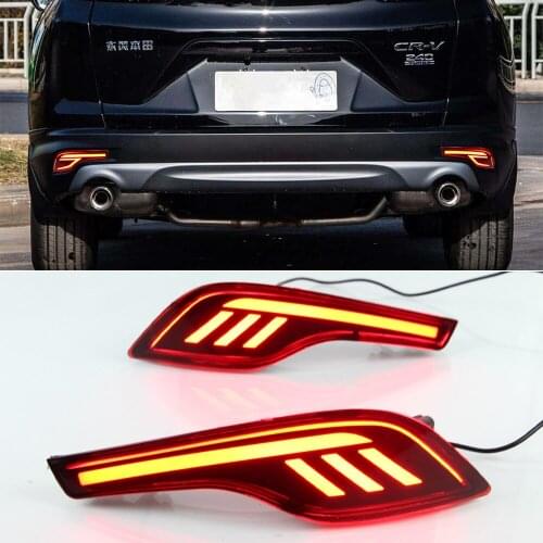 CSCSNL 1 Pair Red Lens LED Rear Bumper Reflector Lamp Tail Brake Light Fog Lamp For Honda CRV CR-V 2017 2018 2019