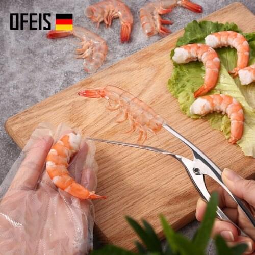 OFEIS Stainless Steel Prawn Peeler Prawn Tool Crayfish Shell Plucker Kitchen Holder Lid Holder Shrimp Peeler OFEIS-YTXJ065