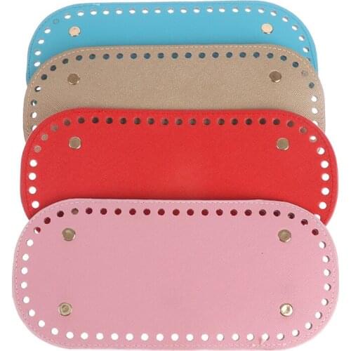 1PCS 22x10cm PU Leather Long Bottom For Knitted Bag Bag Accessories Handmade Bottom With 52 Holes DIY Crochet Bag Bottom