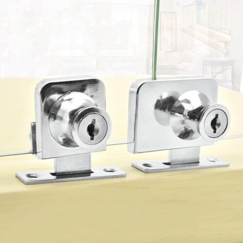 Metal Single Double Swinging Glass Showcases Door Cabinet Lock With Keys No Drilling Lock Easy To Install Glass Push Door Locks