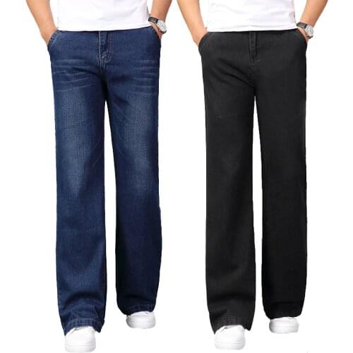 Mens wide-leg long jeans casual bell blue jeans trousers for man bootcut jeans pants male Spring 2020 new