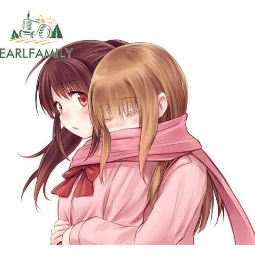 EARLFAMILY 13cm x 11.2cm for Anime Scared Hug From Behind Funny Car Stickers Waterproof Scratch-Proof Decal Bumper Windows Decor