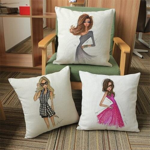 European cartoon long hair girl Cushion Cover Pillow Cases Chair Car Sofa Pillow Cover Home Decorative Pillow BZ-226