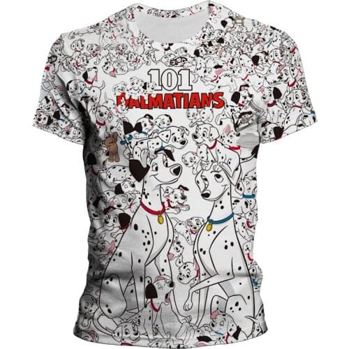 Disney 101 Dalmatians Women Plus Size Cartoon Mens Clothes Spotted Dogs 3D Print Tee Tshirt Boy Girl Kids Clothing T-shirt