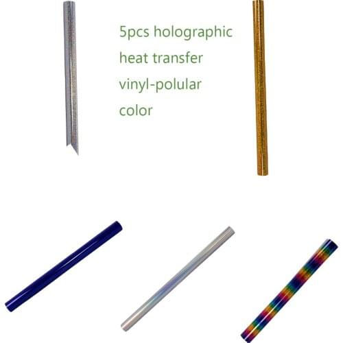 HOHOFILM 5PCS/PACK 50cmx30cm Heat Transfer Vinyl Iron On Heat Press T-shirt Garment Vinyl 20''x12'' HTV Holographic Clothing Vin