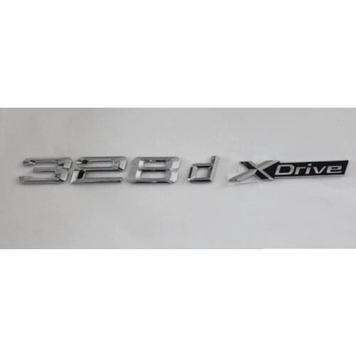 Chrome Shiny Silver ABS Number Letters Word Letter Car Trunk Badge Emblem Emblems Decal Sticker for BMW 3 Series 328d XDrive