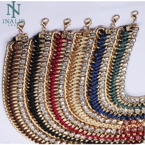 INALIS Metal Necklaces For Women Green Rope Geometric Cubic Zirconia Classic Twisted Singapore Chain Cool girl Fashion Jewelry