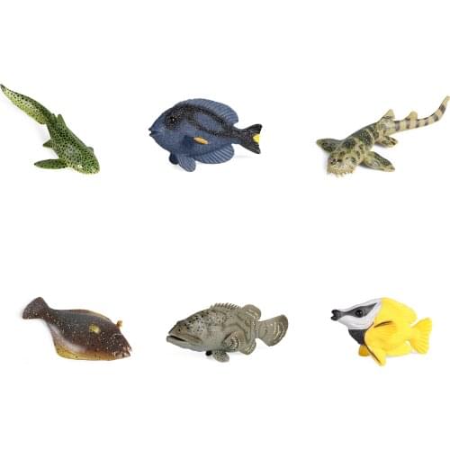 Flounder/Grouper Animal Model Action Figure 6 Kinds Simulation Fish Animal Action Figures Collection PVC Toy Kids Gift