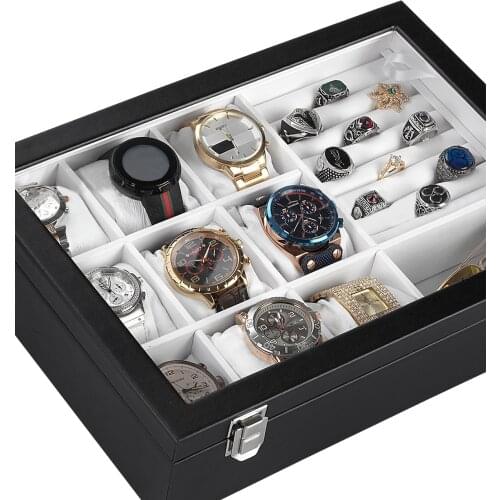 Wood + Leather Coated Glasses Ring And Watch Box