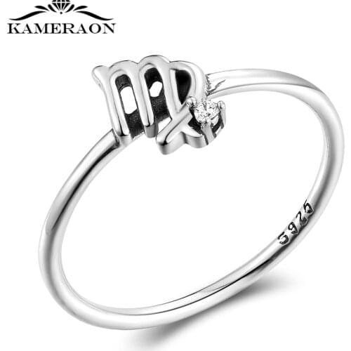 Solid 925 Silver Ring for Women Girl Virgo Twelve Constellation Ring Size 6/7/8/9/10 Fine Jewelry Finger Ring Anniversary Gifts