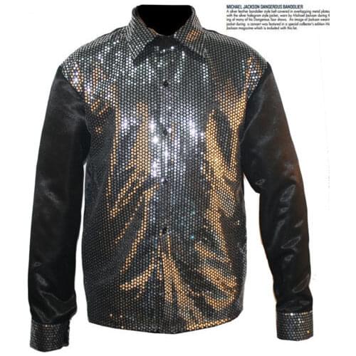 Rare MJ Michael Jackson Classic Sequin Shirt Motown Billie Jean in 1980s For Proformance Show Collection Imitation