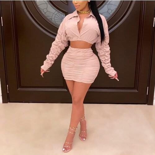 2 Pieces Sets Womens Outfits Skirt Sexy Party Outwears & Mini Skirts Bodycon Sexy Evening Night Party Club Wear Matching Sets