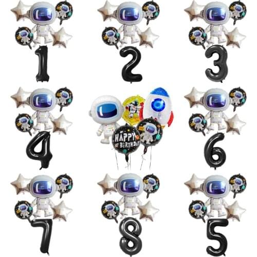 Galaxy Theme earth Outer Space Party Astronaut Rocket Foil Balloons Party Boy Kids Birthday Party Decor Helium Globos
