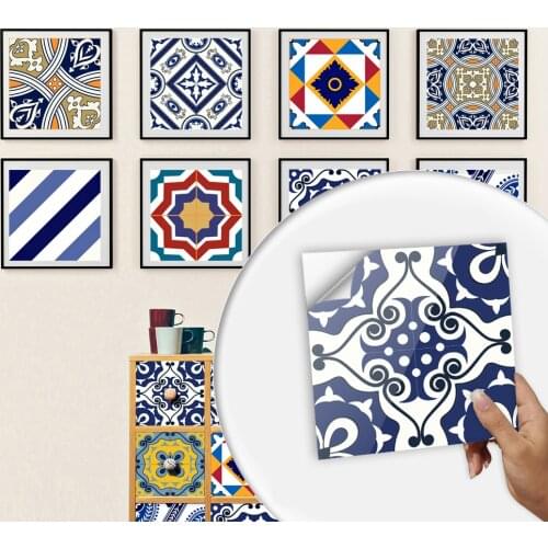 Colorful Pattern Tiles Stickers Kitchen Oil-proof Wardrobe Bathroom Art Mural Surface Crystal Film Peel & Stick PVC Wall Sticker