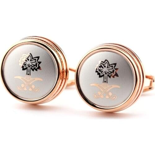 Round laser mens shirt cuff links