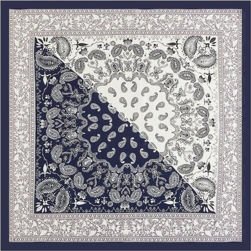 MENGLINXI 60cm*60cm 2021 Fashion Women Luxury Brand Twill Silk Scarf Bandanna Paisley Print Small Square Scarves Hijab Headband